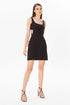 Square Collar Cut Out Black Mini Dress